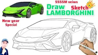 How to Draw a Lamborghini - Simple Outline Guide#new year special #outline#lamborgini#video#🎉🚘🎊