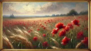 Remembrance Day | Vintage Art | Poppy Fields Screensaver | Lest We Forget | 4K Frame TV Art | 2 hrs