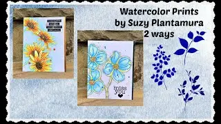 Watercolor florals by Suzy Plantamura 2 ways | Watercolor pencils & Zig markers | SSS March 2020 kit