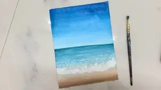 Very simple and easy for beginners painting 🖼️acrylic sea painting with waves | must try