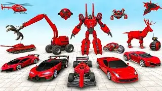 Eagle Deer Mech Excavator Robot Games: Blue Robot Transform | Android iOS Gameplay