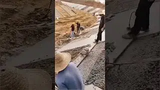 Dam construction process by pouring concrete for water drainage #shorts