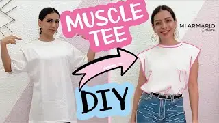DIY s&uacute;per sencillo de blusa con hombreras, Muscle Tee, con resultado profesional