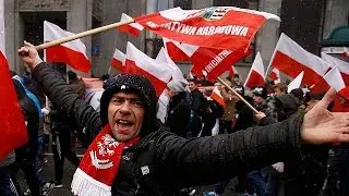 Exhibici&oacute;n nacionalista durante el D&iacute;a de la Independencia en Polonia