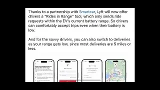 Lyft solving those EV battery range problems with SMARTCAR.