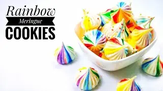 Rainbow Meringue Cookies | Meringue Cookie Recipe | Easy Rainbow Meringue Kisses | Bake and Toss