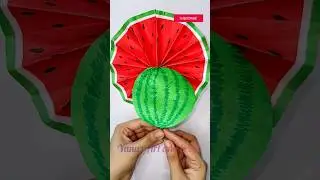 Diy Watermelon Paper fan🍉|kids craft #shorts #shortsfeed #shortsvideo #diy #kidscraft #paperfan