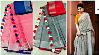 Latest Linen Sarees with Price||New Arrival of Linen sarees Collection 2020||Siri Designers