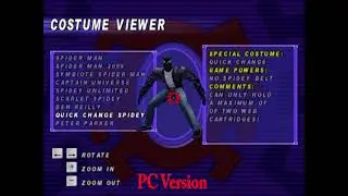 Spider-Man 2000 PC and N64 (Quick Change Spidey Costume Codes)