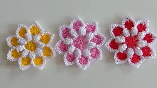 #flor de crochê para aplicação #crochet #passo #artesanato #art #