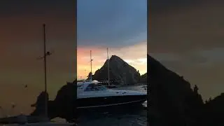 Gorgeous sunset 🌅 on a boat by El Arco, The Arch , Los Cabos, March 2023