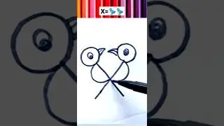 How to draw 2 love birds step by step with X #shorts #viral #art #trending