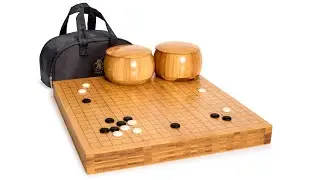 Bamboo 2-Inch Go Game Board Set with Single Convex Yunzi Stones and Bamboo Bowls
