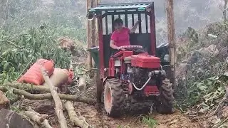 Girl Carries Heavy Wood on a Car Through Dangerous Mountain Roads