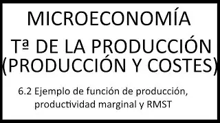 6.2 Ejemplo de función de producción, productividad marginal y RMST