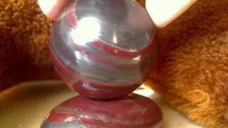 Handmade stone sphere on base, Jasperlite(hematite, quartzite), Ukraine, 52mm