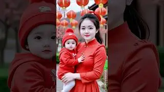 Beautiful Mom Holding Cute Baby in Red Outfit | Heartwarming Moments