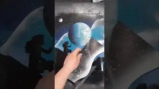 Under The Moon Silhouette Spray Paint Art #shorts  #short  #spraypaintart  #spraypaint  #art