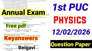 1st PUC Physics Annual Exam Question Paper 2026 With Answers Kseab 