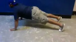 Kenny does pushups