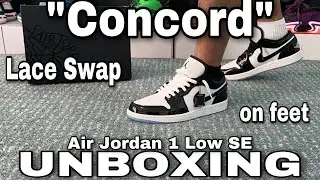 UNBOXING 2023 &ldquo;CONCORD&rdquo; AIR JORDAN 1 LOW SE + LACE SWAP