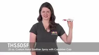 .33 oz. Custom Hand Sanitizer Spray with Carabiner Cap | THS505F