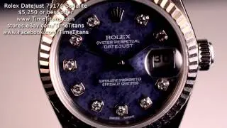 Rolex Datejust 79174 'P' Sodalite Sertie Factory Diamond Dial No Holes 18K WG Bezel Cal. 2235 COSC