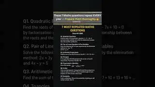 7 Most Repeated Maths Questions Every Year 😱 | #BoardExam 2026 #class10 #viral #shorts