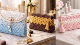 Stylish Crochet Makeup Bag &ndash; Perfect Travel Organizer | Cute Crochet Makeup Bag with Zipper |