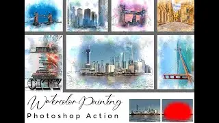 City Watercolor Painting Photoshop Action