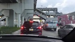 Southbound Tri-Rail Train crossing the Metrorail Transfer Station.
