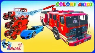 Colors for Children to Learn w Car on Car & Fire Truck & Fun Colors Cars & Nursery Rhymes Songs