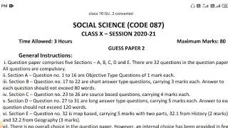 CLASS 10 PRACTICE QUESTION PAPER for 2021 SOCIAL SCIENCE SET 2