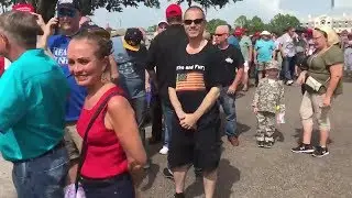 Line of supporters for President Trump's Tampa rally