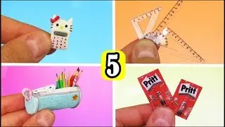 DIY 5 Miniaturas de Escola Fáceis de Fazer -  Material Escolar Régua, Estojo, Calculadora, e mais