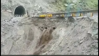 Visuals of Panthyal Ramban where road connecting T3 and T4 collapsed due to bad weather.