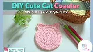 Adorable Crochet Cat Coaster 😺 for beginners 🧶 | DIY Handmade Gift Idea! #diy #knitting #coaster 