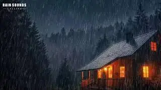 Rain Sounds and Thunder on Cozy Cabin During Heavy Night Storm | Calm Sleep ASMR