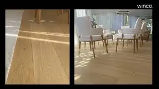 Parquet de roble natural en una casa lujosa, moderna y acogedora