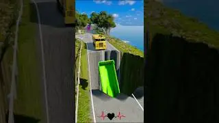 Log Truck, Flatbed Truck, Oil Tanker Truck, Dump Truck vs Massive Pit - BeamNG.Drive.#shorts #usa