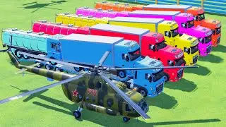 Garage with Colors - ALL MIXER TRUCK WITH DOUBLE FLATBED TRAILER TRUCK, DAF, KRAZ, MAN, LIZARD - FS2