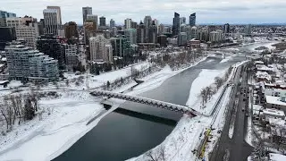 Prince's Island Park - Calgary - Winter - Drone 4k 60fps