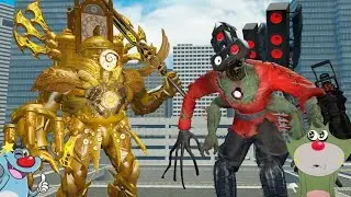 Clockman Upgraded vs Speakerman Zombie Skibidi Toilet Battle Between Oggy And Jack In Garry mod
