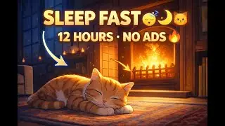 Cozy Cat Fireplace 🐈🔥 12 Hours of Lofi Sleep Music | Deep Sleep &bull; Relax &bull; No Ads