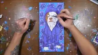 Time Lapse Acrylic Painting: Pitbull Charlie Dog