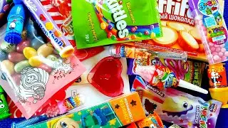 Funny Lollipops Skittles BonniBoon Scary Head and other Sweets Unpacking ASMR