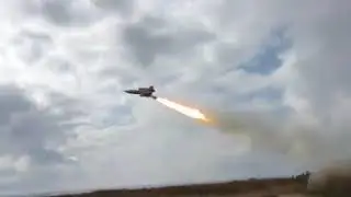 Launch of the Ukrainian jet powered Tu 143 kamikaze drone