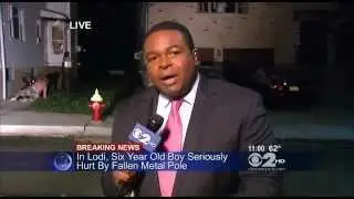 News Blooper: Man falls out of window behind oblivious reporter