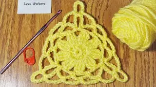 Crochet Flower In The Mesh Triangle Motif Easy