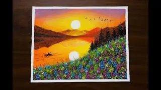 Bright Sunrise Shiny Morning Painting | Sunrise Painting for Beginners